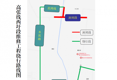 关于对县道高张线西圩段、十周线东小店段进行道路封闭维修的通告