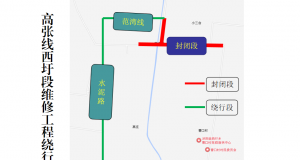 关于对县道高张线西圩段、十周线东小店段进行道路封闭维修的通告